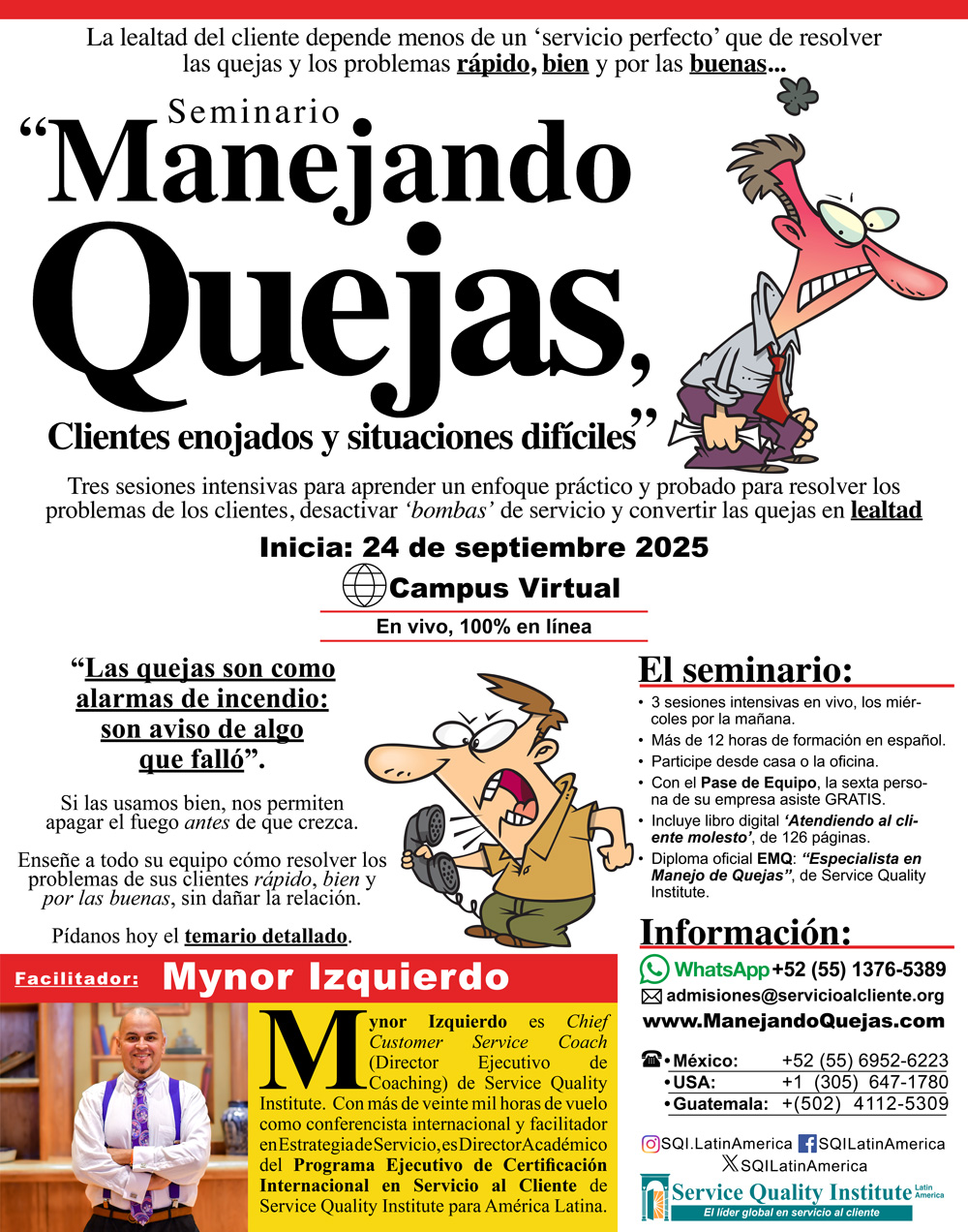 Seminario "Manejando QUEJAS, clientes ENOJADOS y situaciones DIFÍCILES"